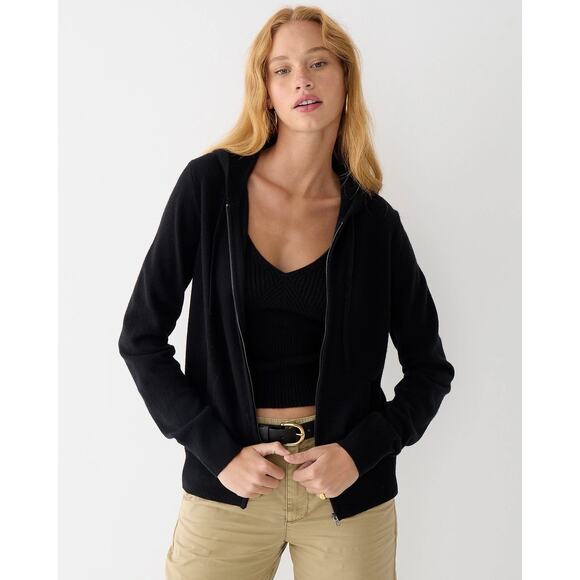 Lord & Taylor L Large Cashmere Sweater Cardigan Full Zip Hooded Women’s Gray - Picture 1 of 12